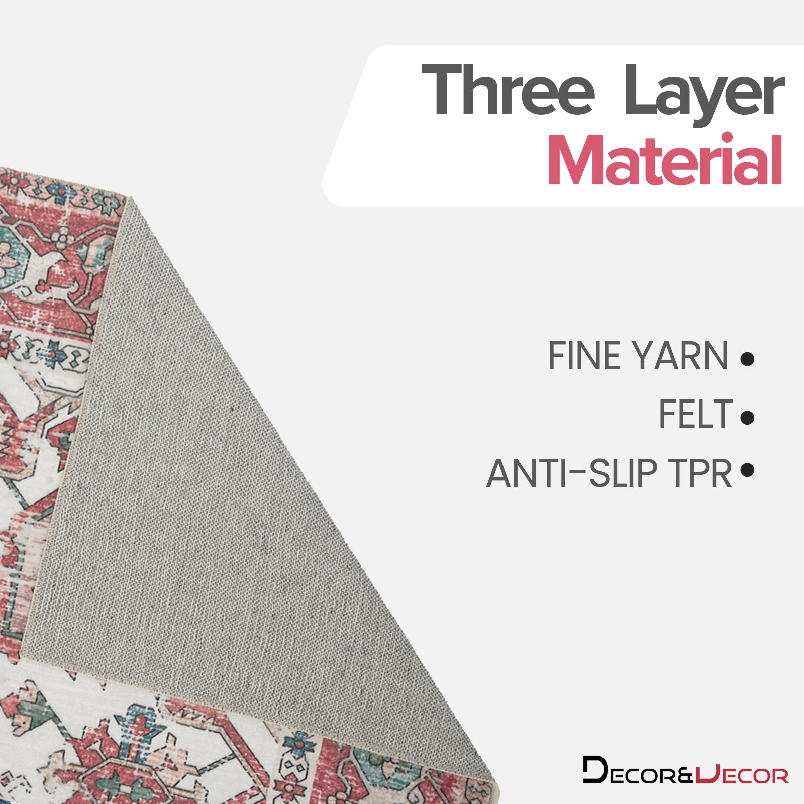 Tessia - Vintage Washable Large Living Room Rug - 160x230cm