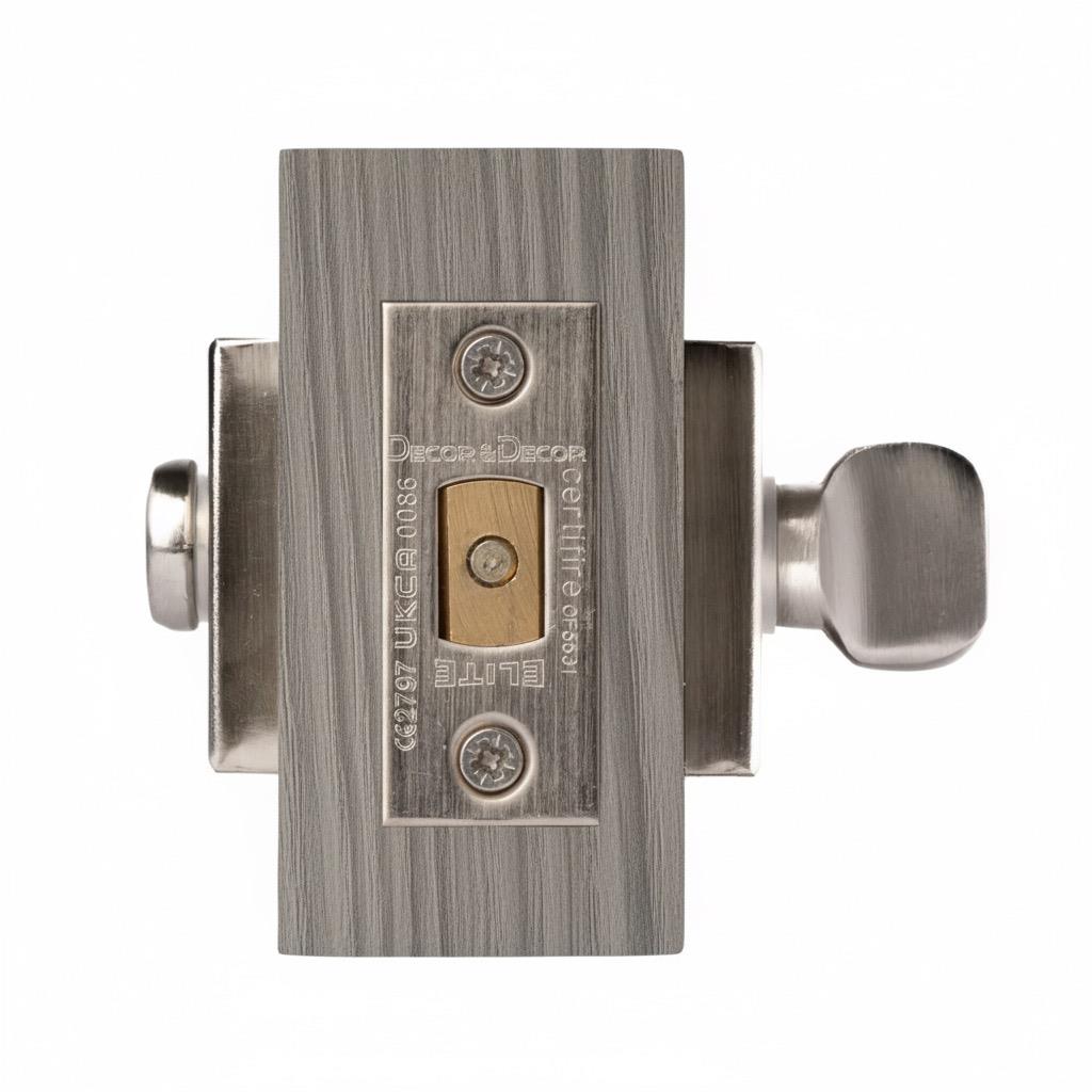 Fire Rated Tubular Mortice Deadbolt and Square Bathroom Turn And Release Thumbturn - Satin Nickel – view 3