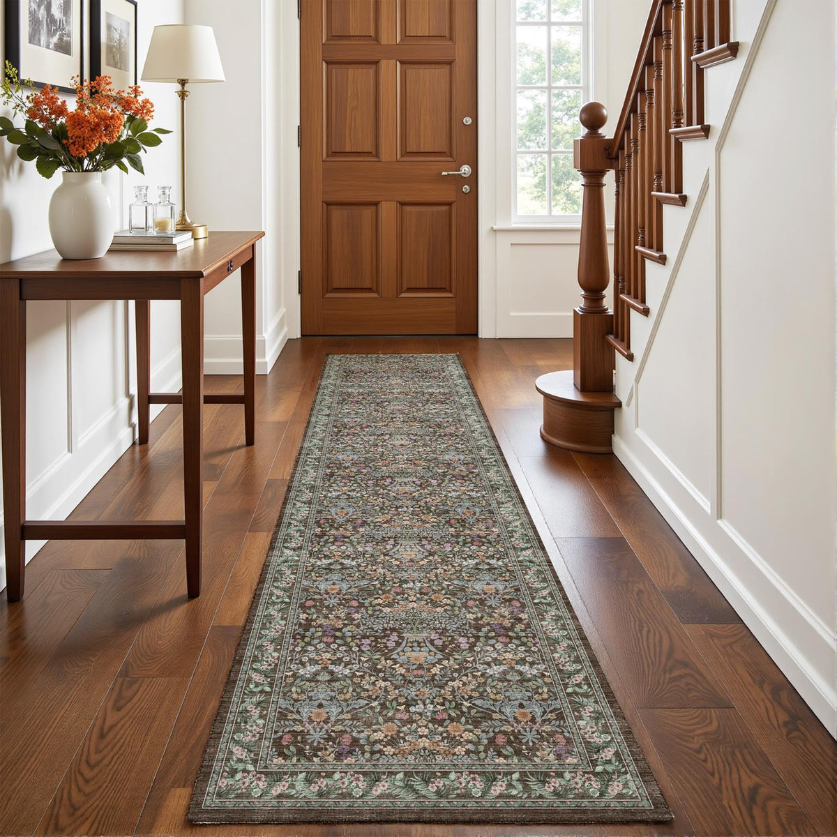 Orlina - Floral Washable Runner Hallway Rug - 60x240cm