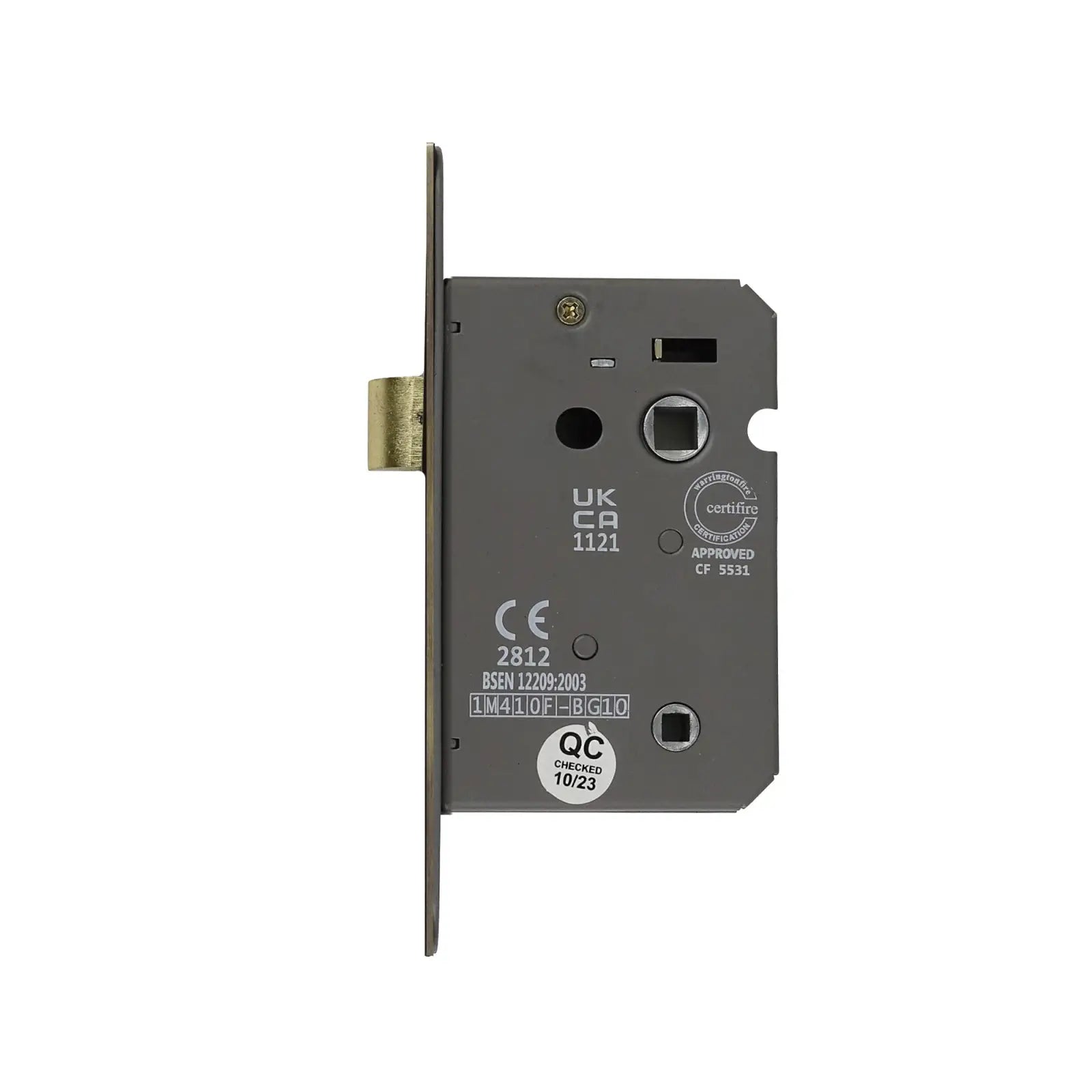 Mortise lock with brass latch for Fire Rated Bathroom Mortice Lock in Antique Brass finish