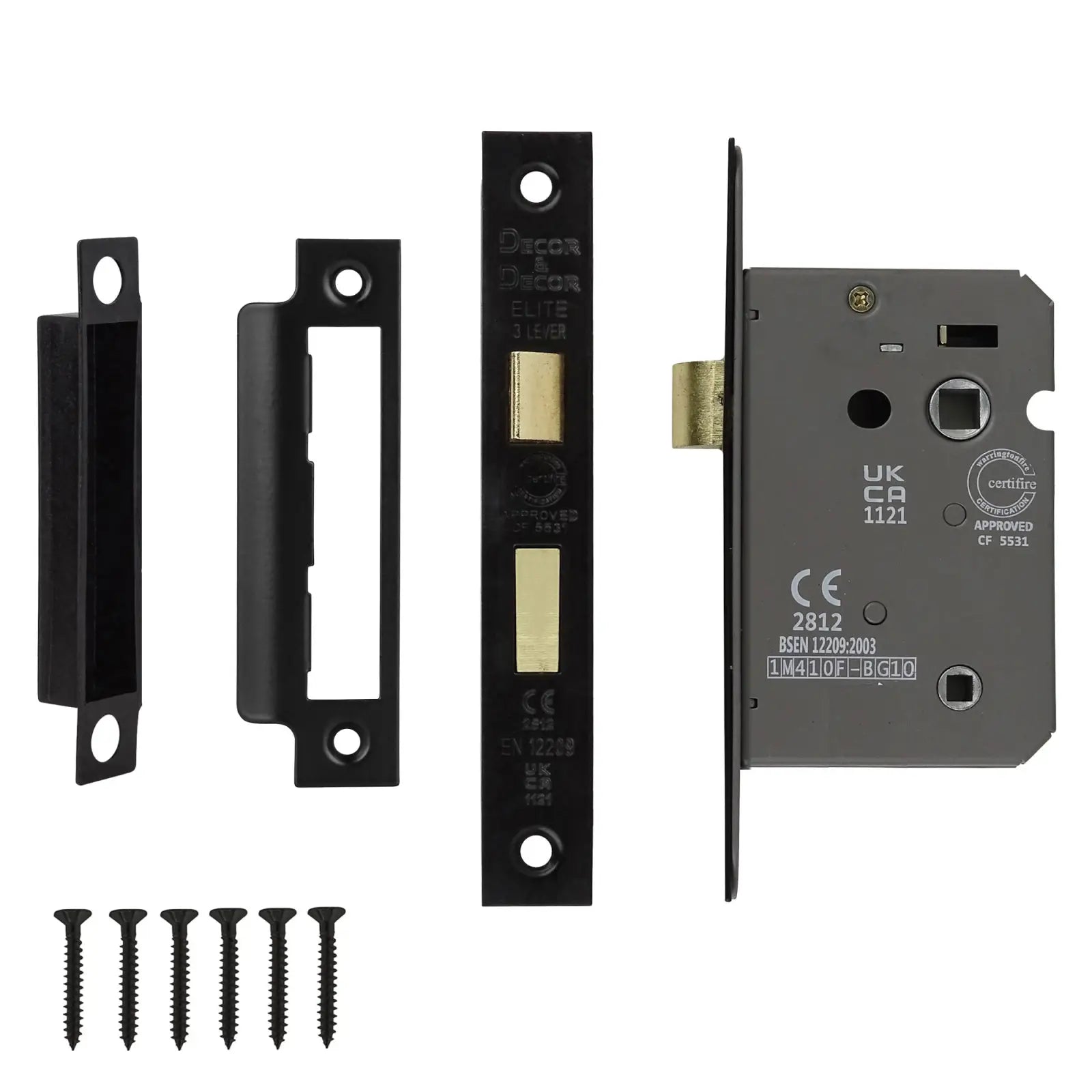 Fire Rated Bathroom Mortice Lock - 64mm - Matt Black - Bathroom Mortice Locks