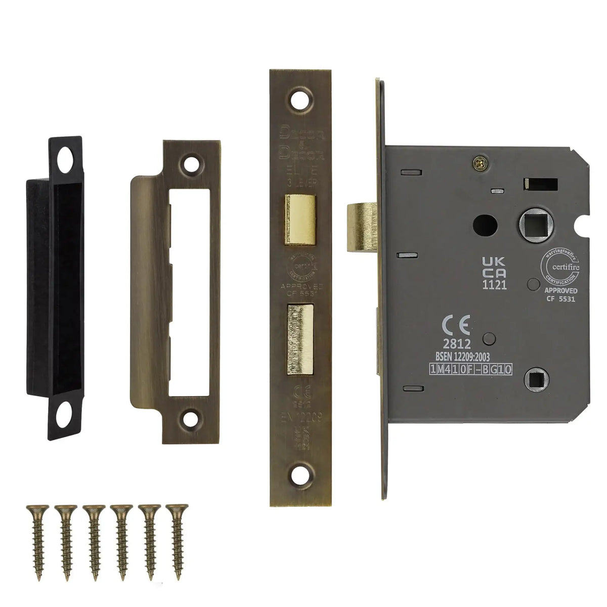 Fire Rated Bathroom Mortice Lock - 76mm - Antique Brass - Locks Florentine Bronze - Superior Quality