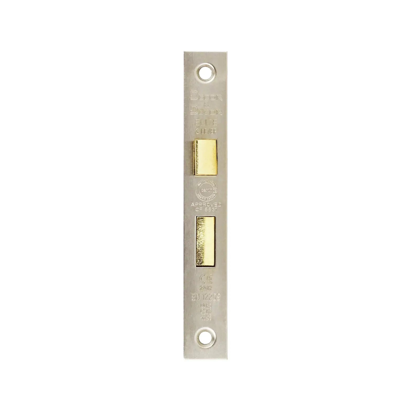Rectangular metal door latch plate for Fire Rated Bathroom Mortice Lock in Satin Nickel