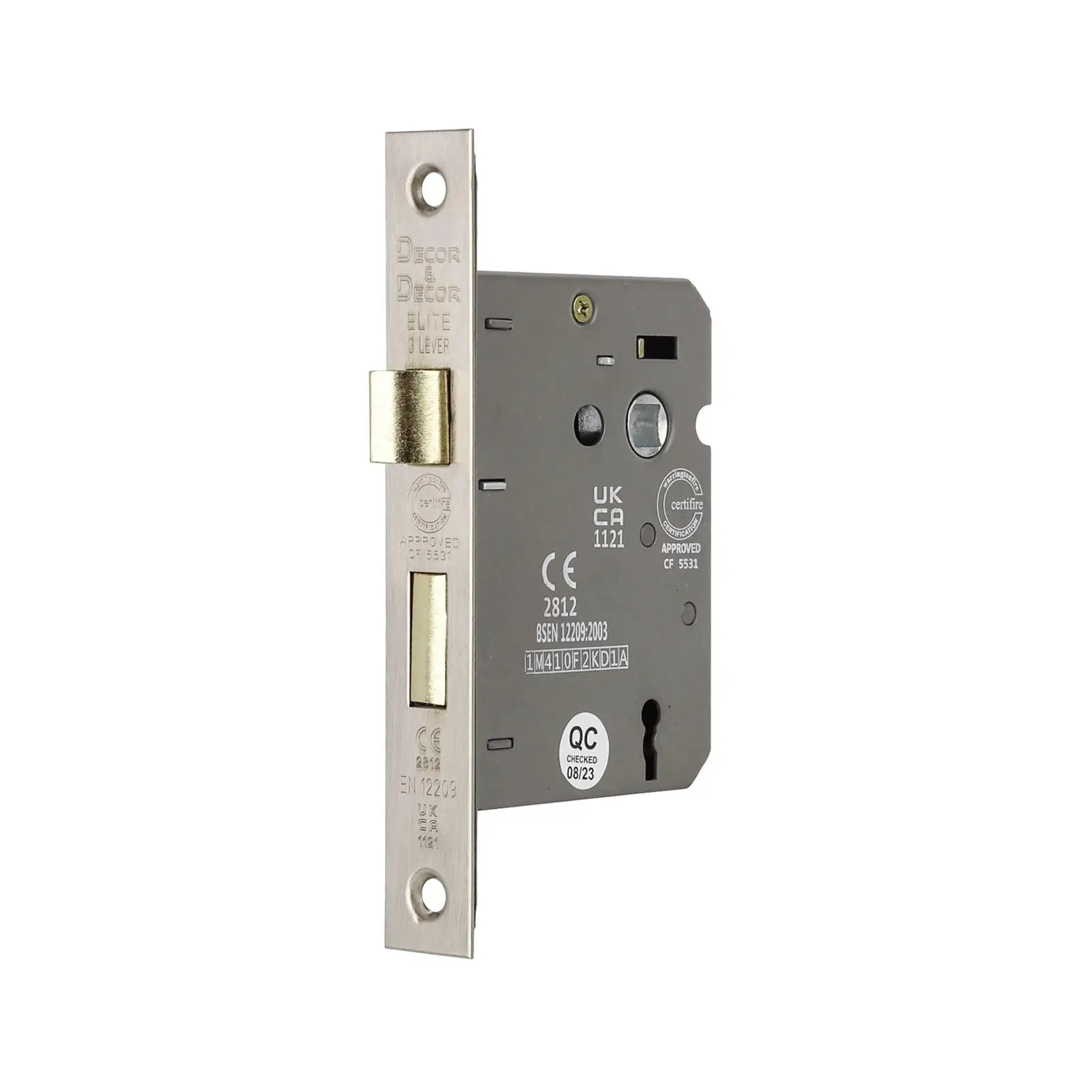 Fire Rated Sash Mortice Lock - 64mm - Satin Nickel - Secure & Stylish
