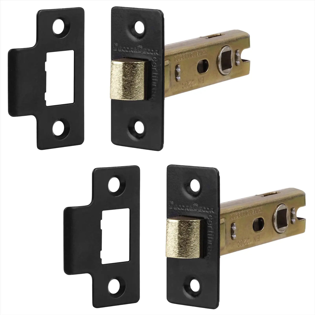 Two sets of black door latch hardware for Fire Rated Tubular Mortice Latch 64mm 2 Pack