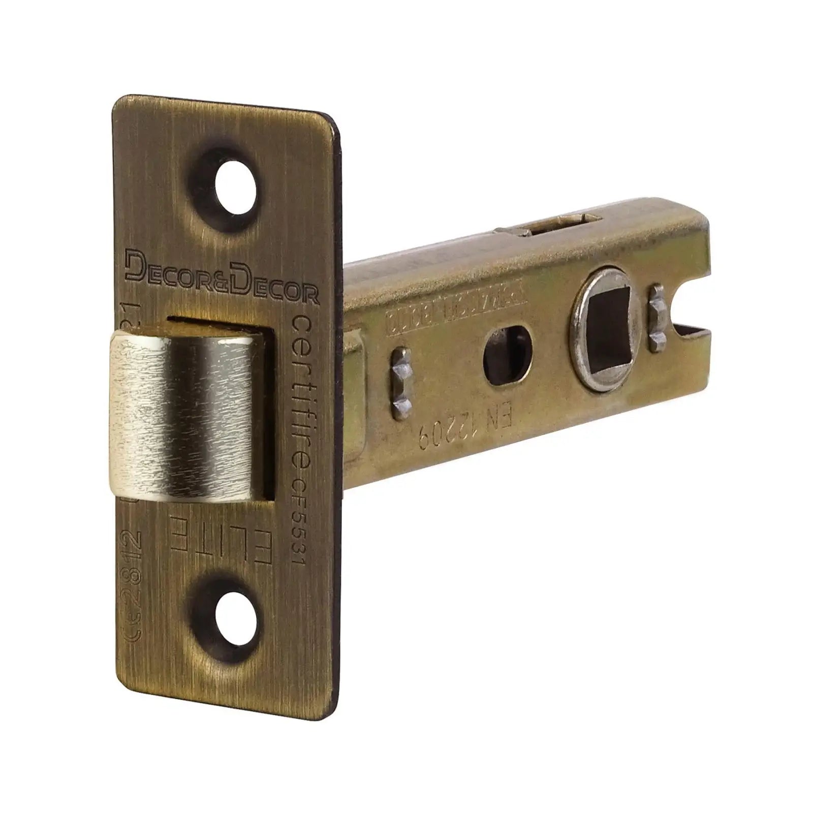 Brass-toned door latch from Fire Rated Tubular Mortice Latch Antique Brass 2 Pack