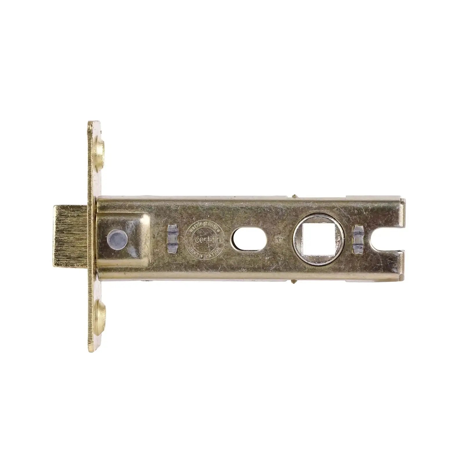 Brass-colored door latch mechanism for Fire Rated Tubular Mortice Latch 76mm Polished Brass