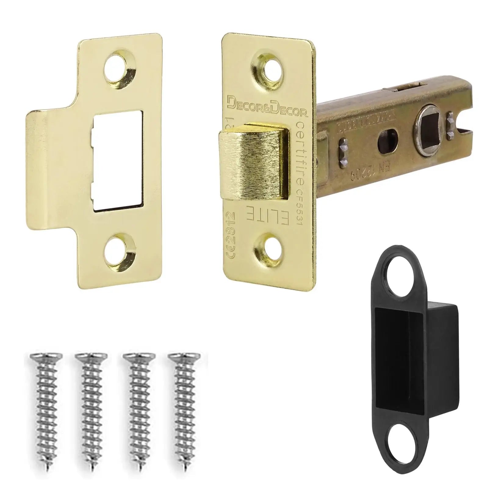 Fire Rated Tubular Mortice Latch Hardware Set in Polished Brass - 76mm - 2 Pack