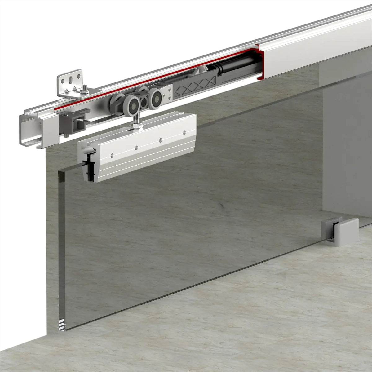 GS-Slide Top Hung Glass Sliding Door Kit - 3600mm Track - One Way Soft Close