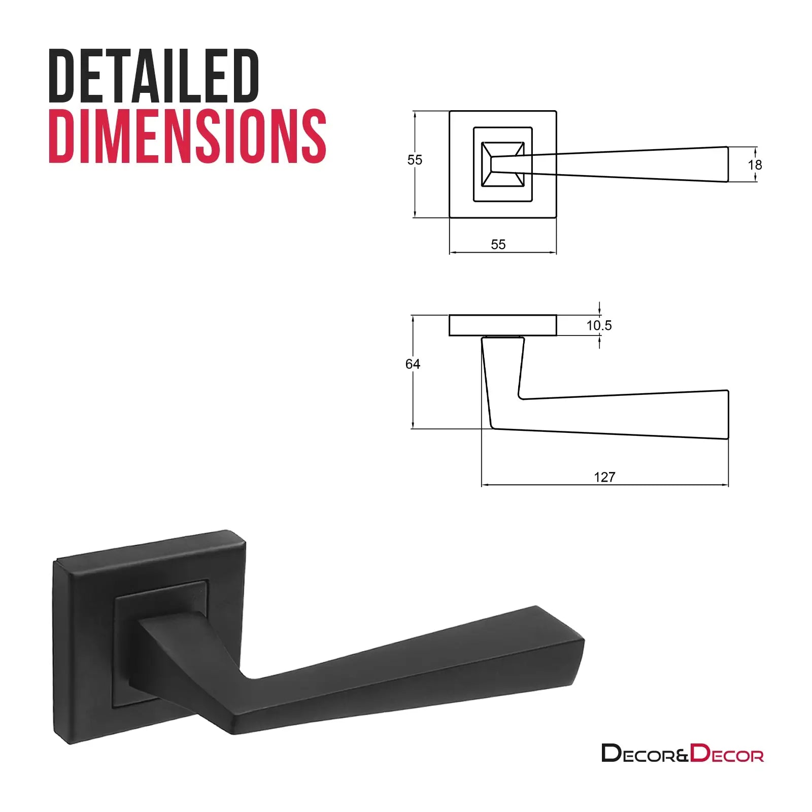 Helix Matt Black Door Lever Handles - Pair of Handles - Decor And Decor