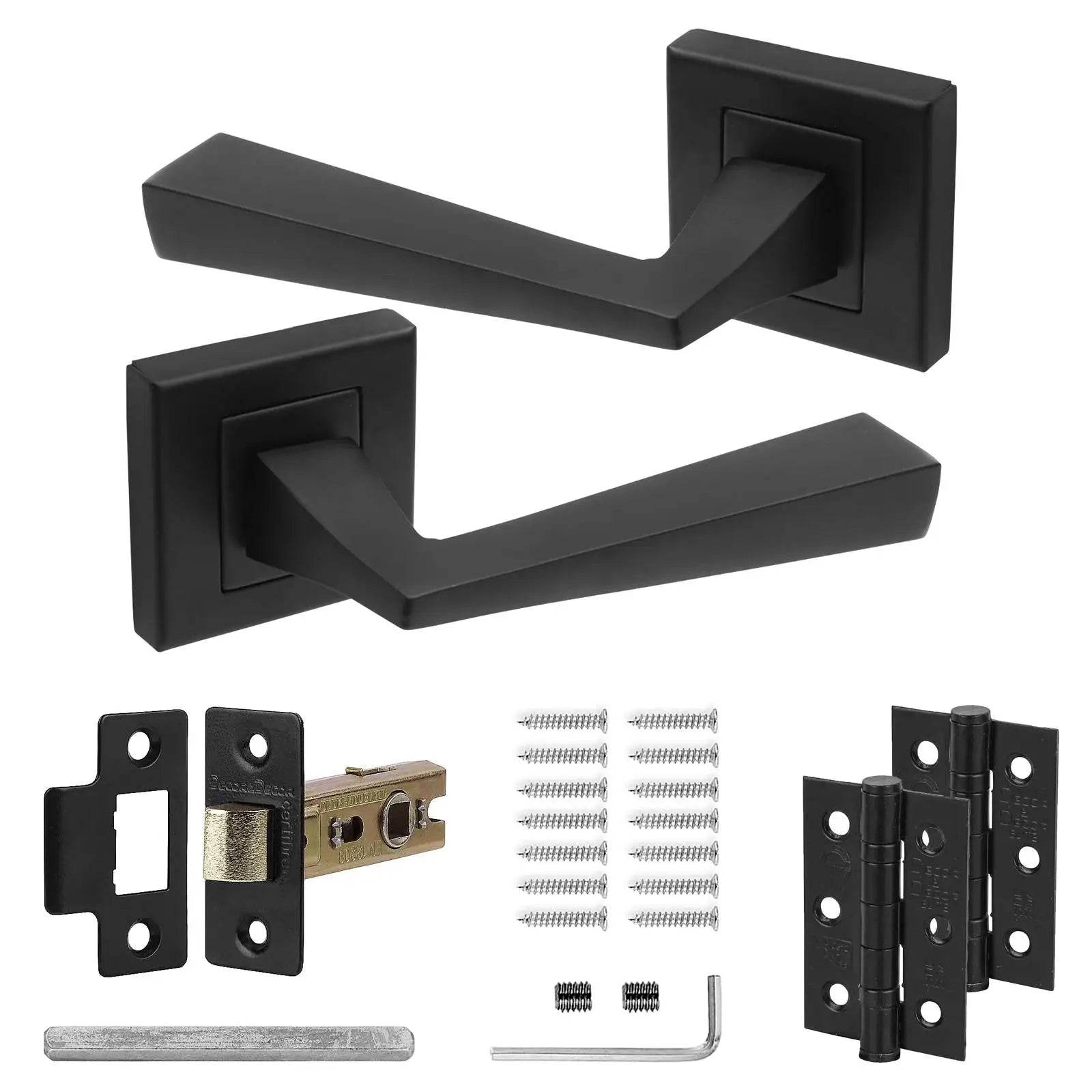 Helix Matt Black Passage Door Lever Handles- Latch And Hinge Set - & Handles with | Upgrade