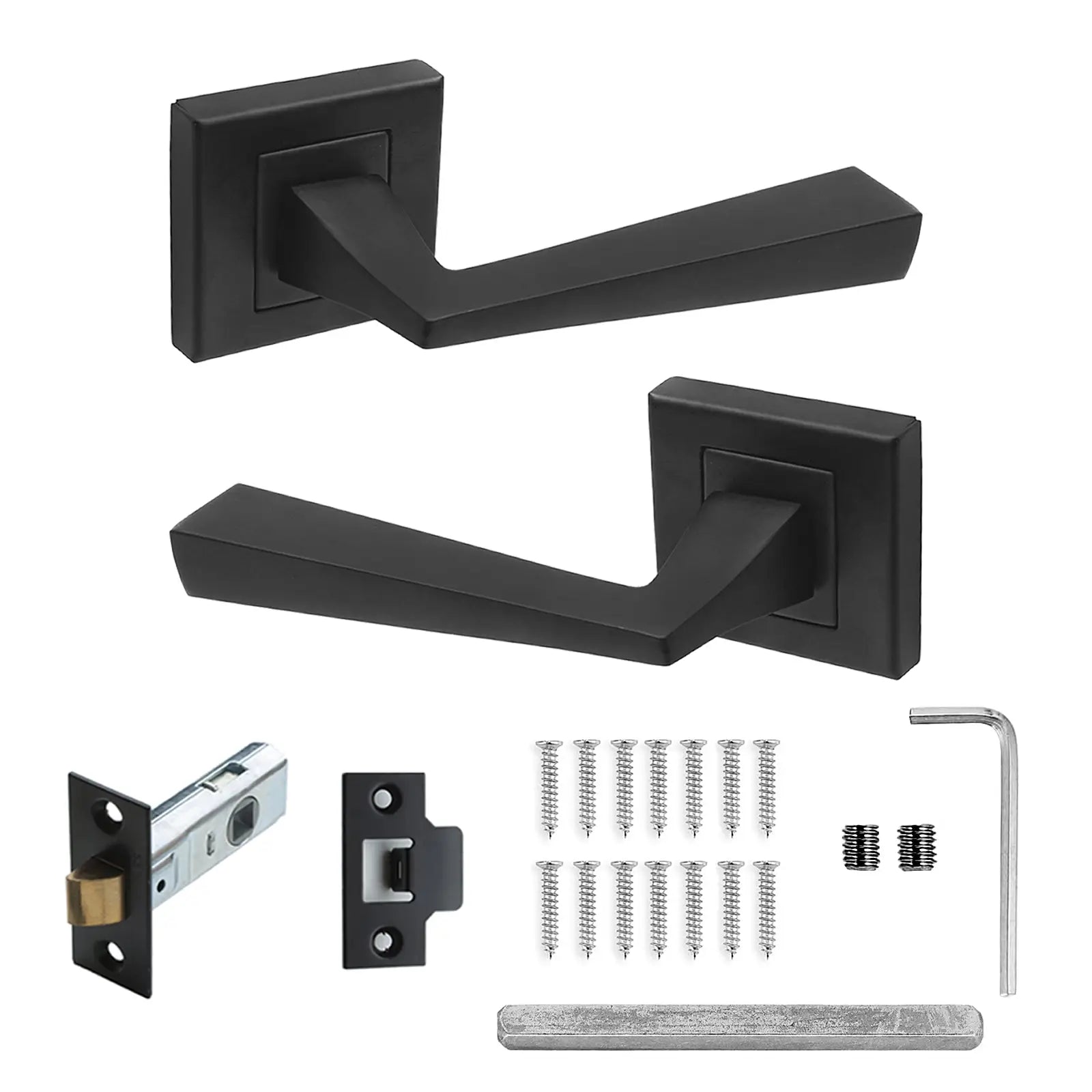Helix Matt Black Passage Door Lever Handles- Latch Kit Set - Decor And Decor