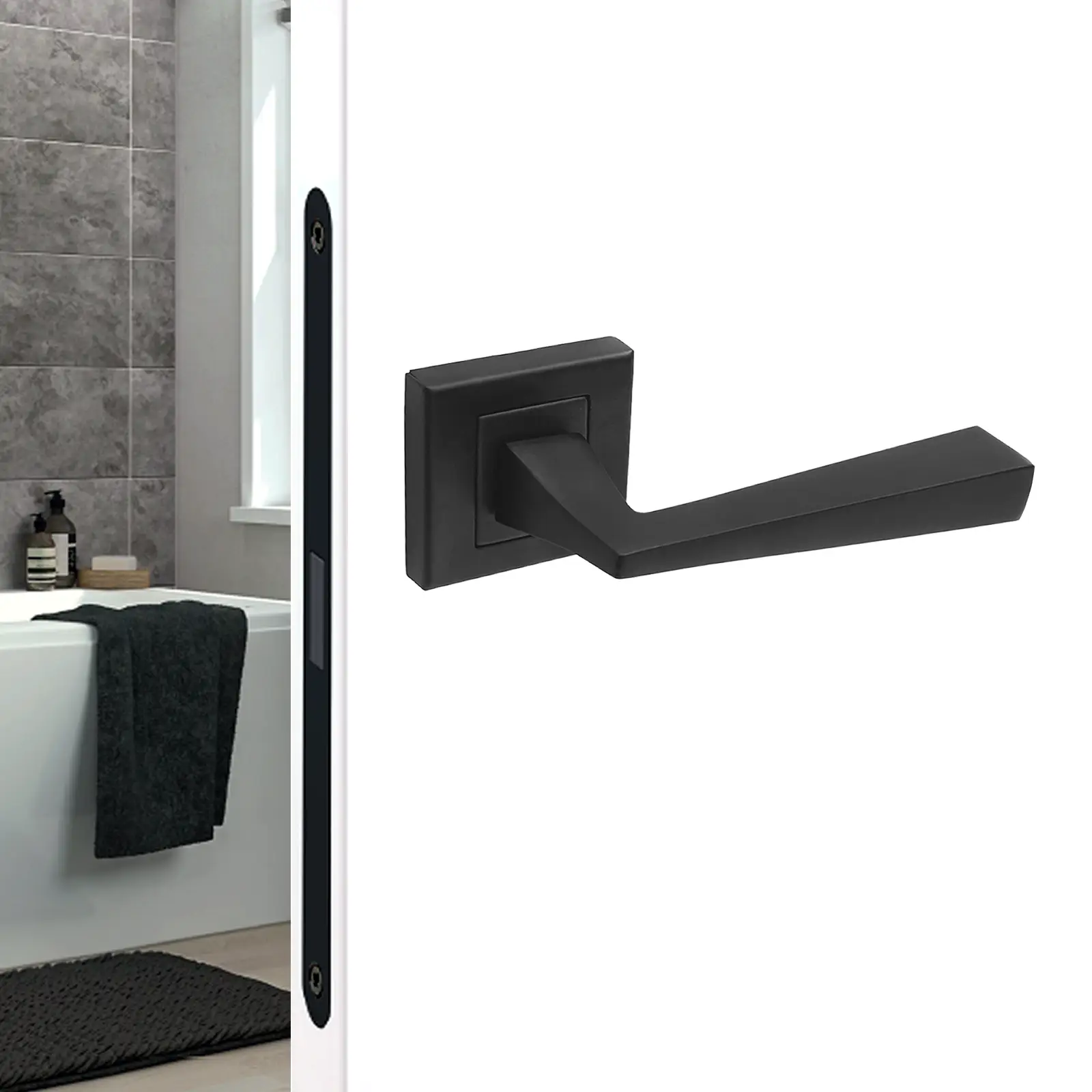 Helix Matt Black Passage Door Lever Handles- Latch Kit Set - Decor And Decor