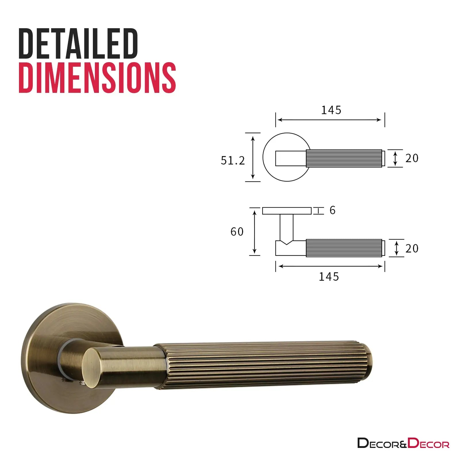 Hera Antique Brass Passage Door Handles - Latch and Hinge Set - & Handle –