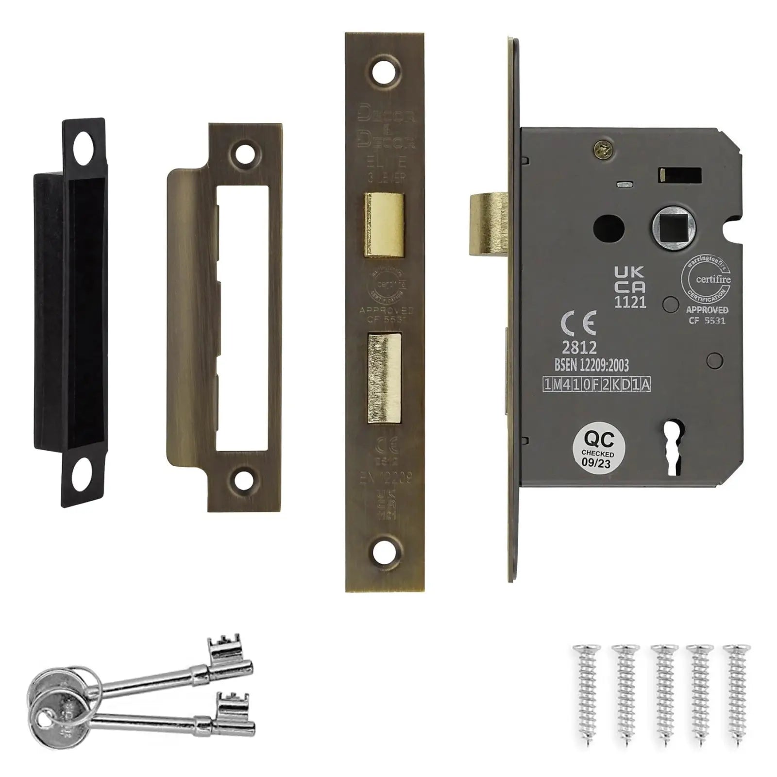 Hera Antique Brass Privacy Door Handles - Sash Lock Kit Set - –