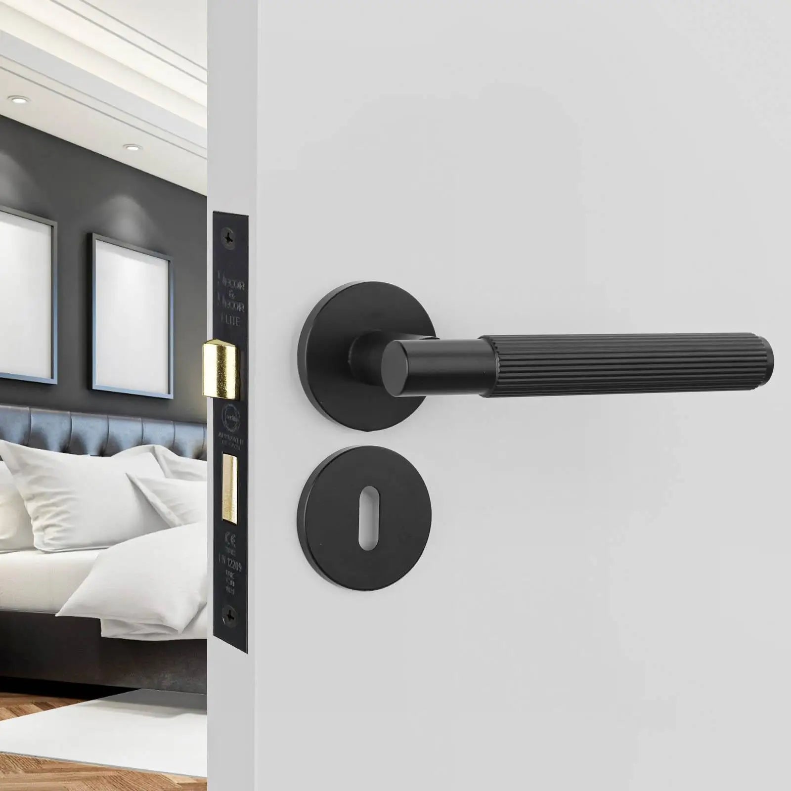 Hera Matt Black Privacy Door Handles - Sash Lock Kit Set - –