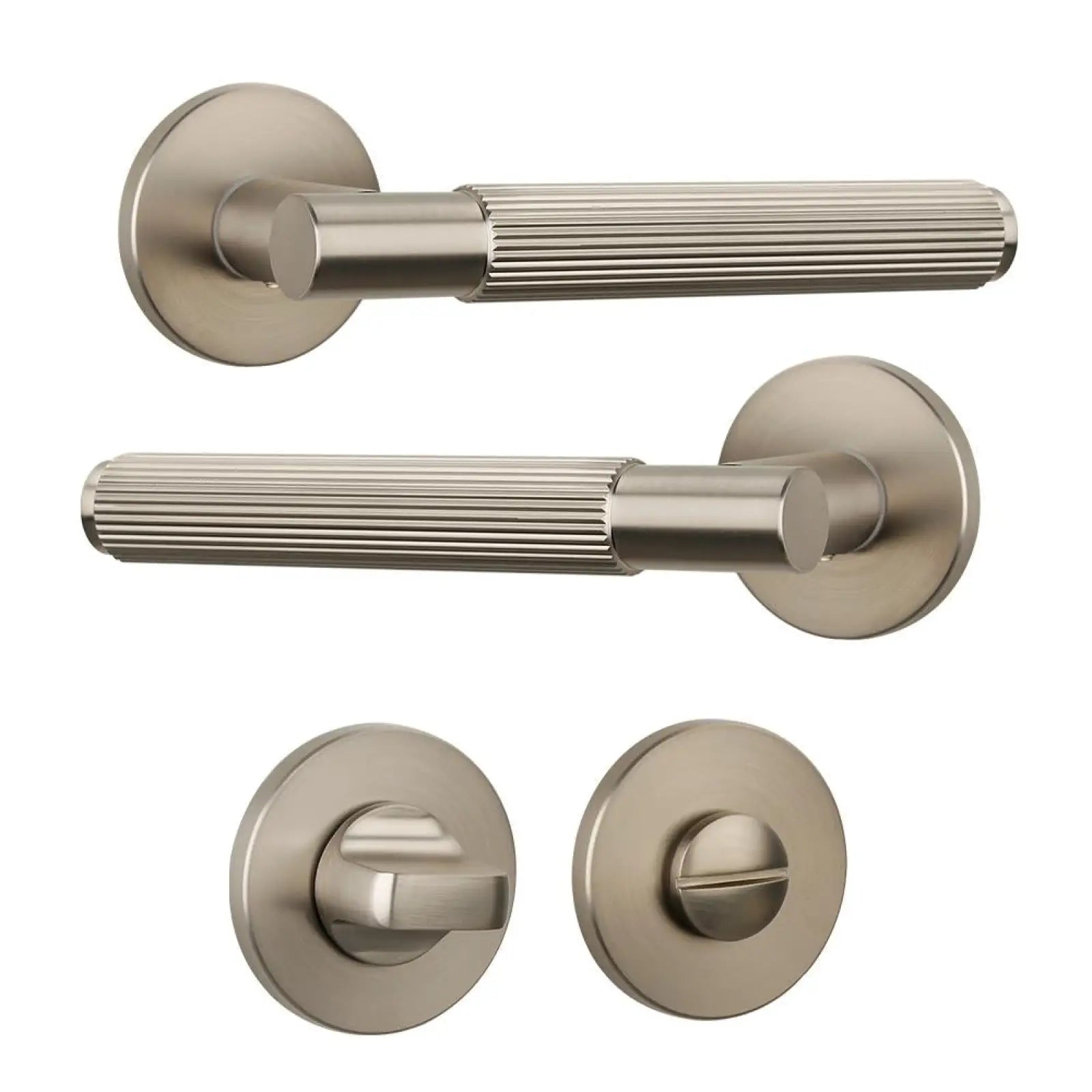 Hera Satin Nickel Bathroom Door Handles - Kit - Handle Set – Elegant & Durable