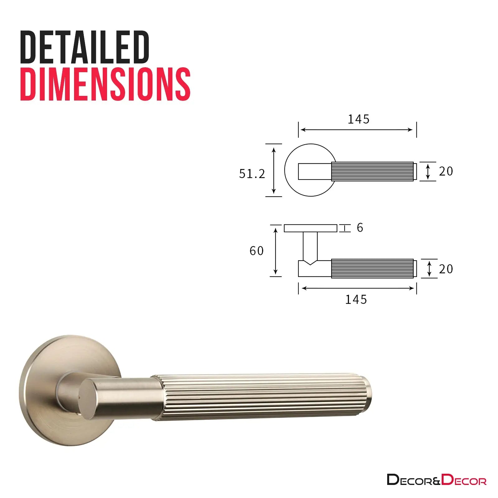Hera Satin Nickel Bathroom Door Handles - Kit - Handle Set – Elegant & Durable