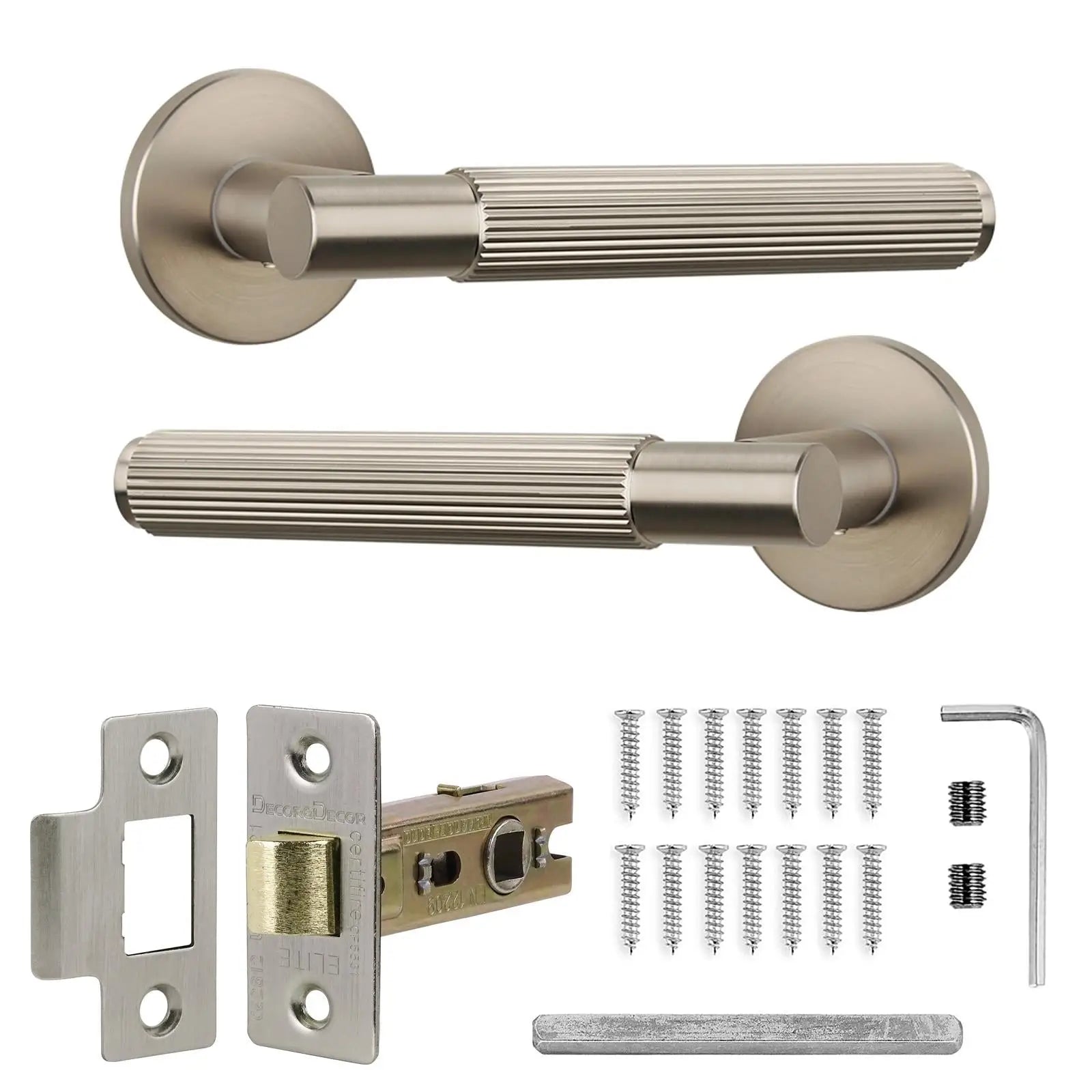 Hera Satin Nickel Passage Door Handles - Latch Kit Set - –