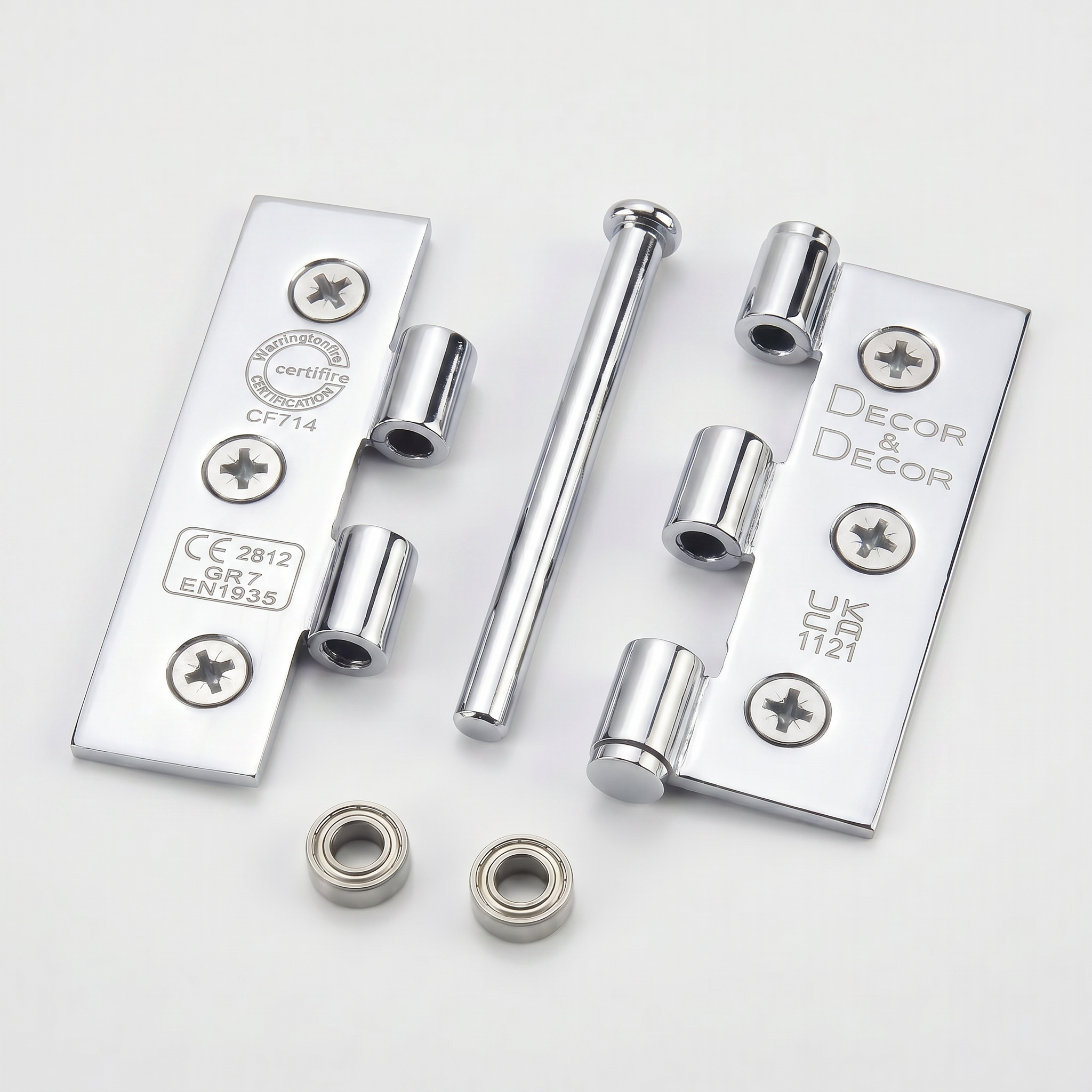 Ball Bearing Fire Rated Door Hinges - 76mm - Pair - Polished Chrome
