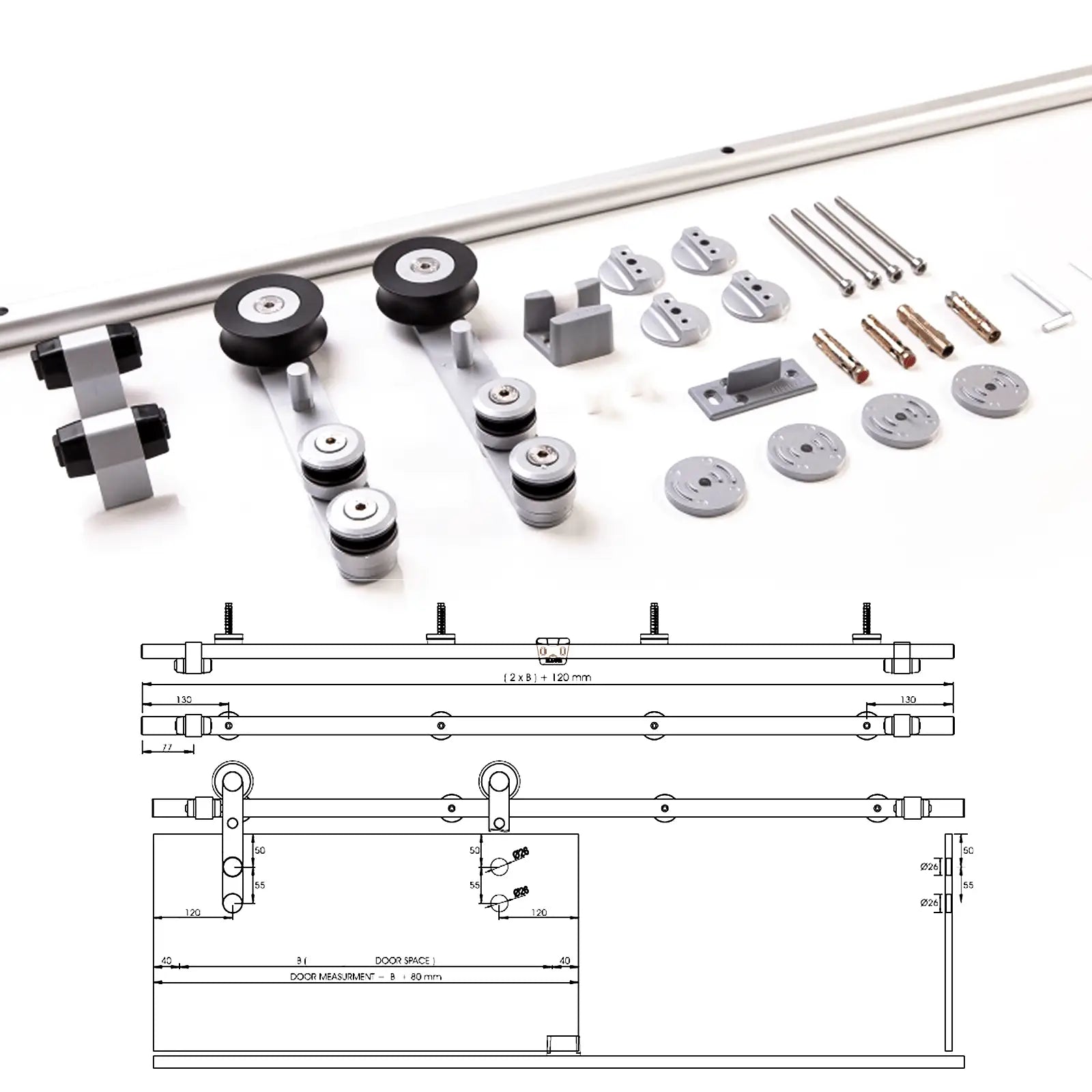 High Quality 1700mm / 2000mm Silver Sliding Glass Door Track System - Decor And Decor