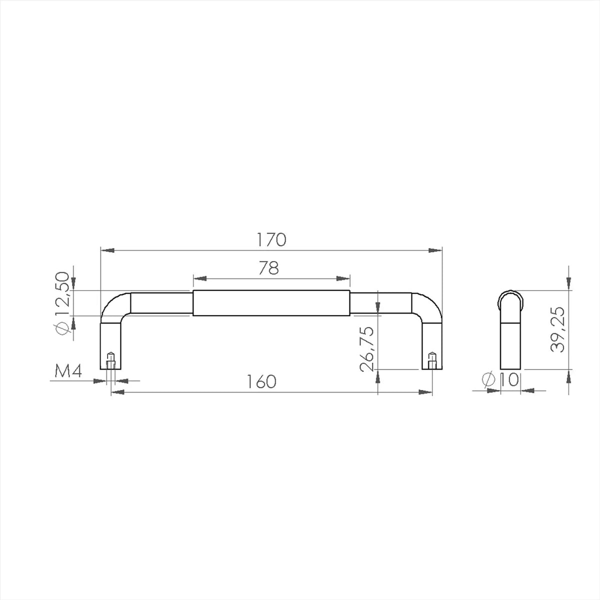Insignia matt bronze cabinet handles 160mm hole centres diagram