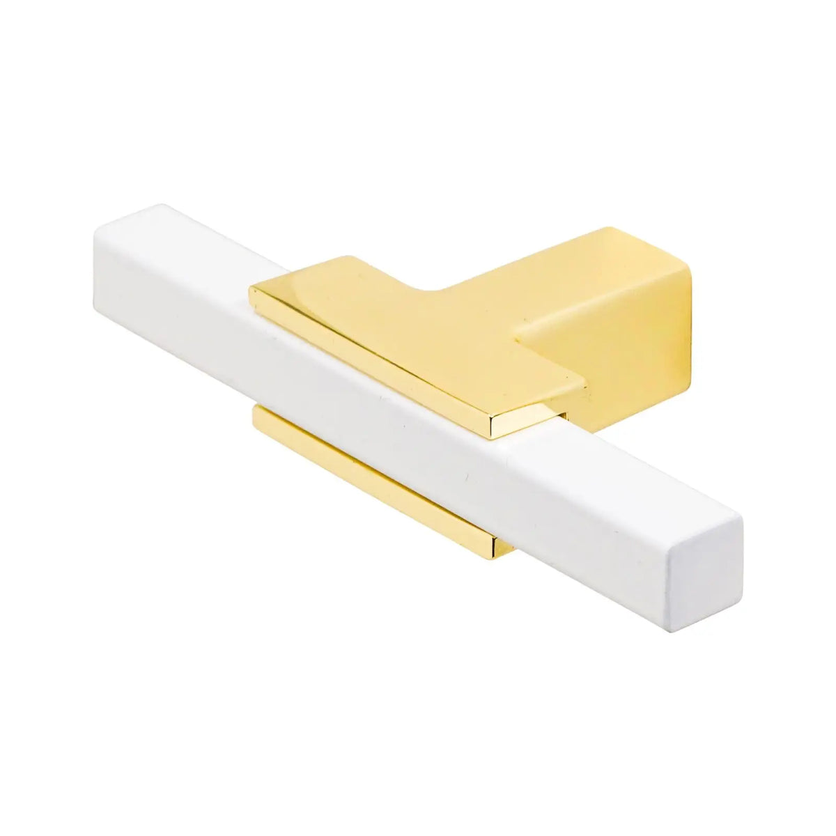 Kotata - T-Bar Kitchen Cabinet Knob - White - Polished Gold