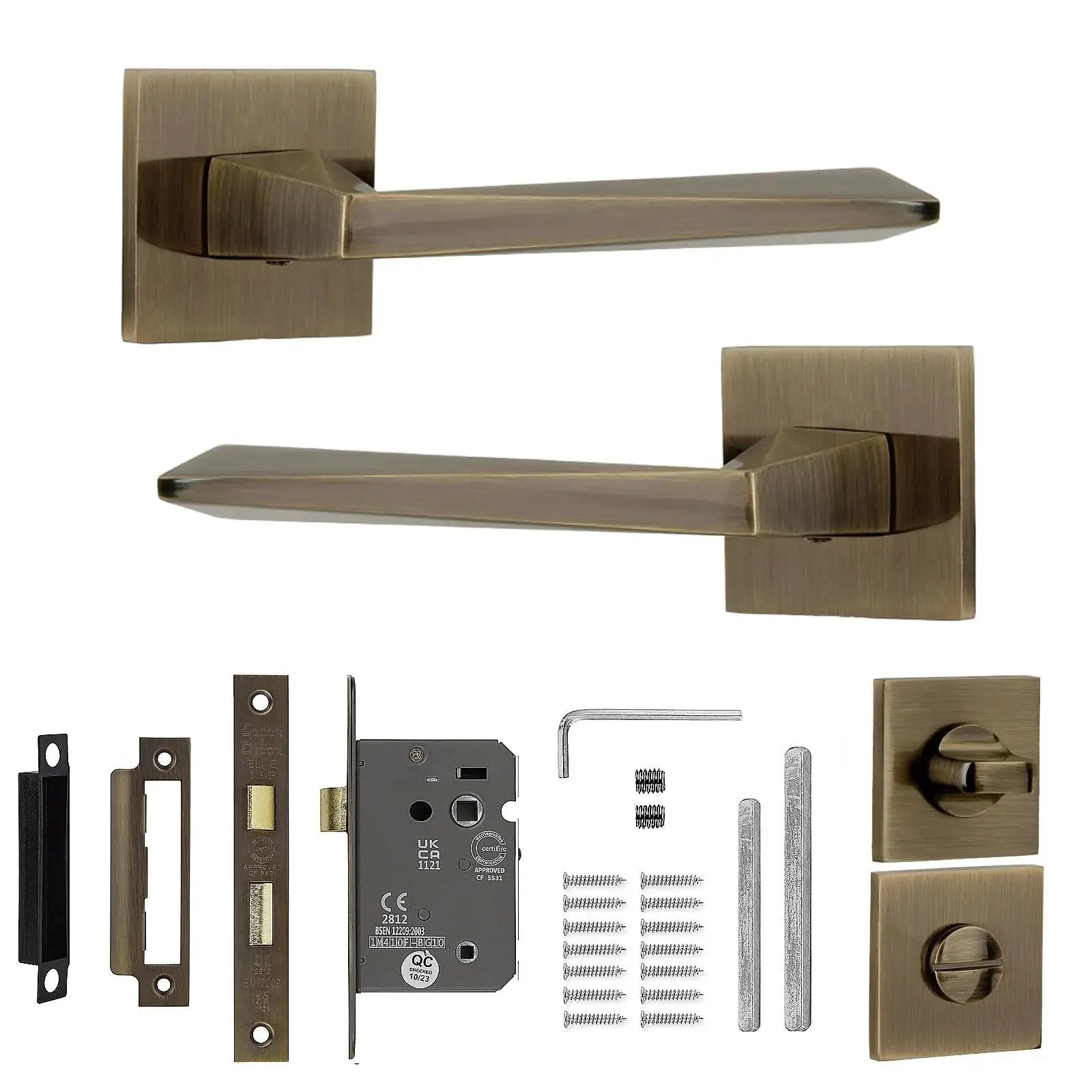 Bronze door handle set from Leda Antique Brass Bathroom Door Handles Kit