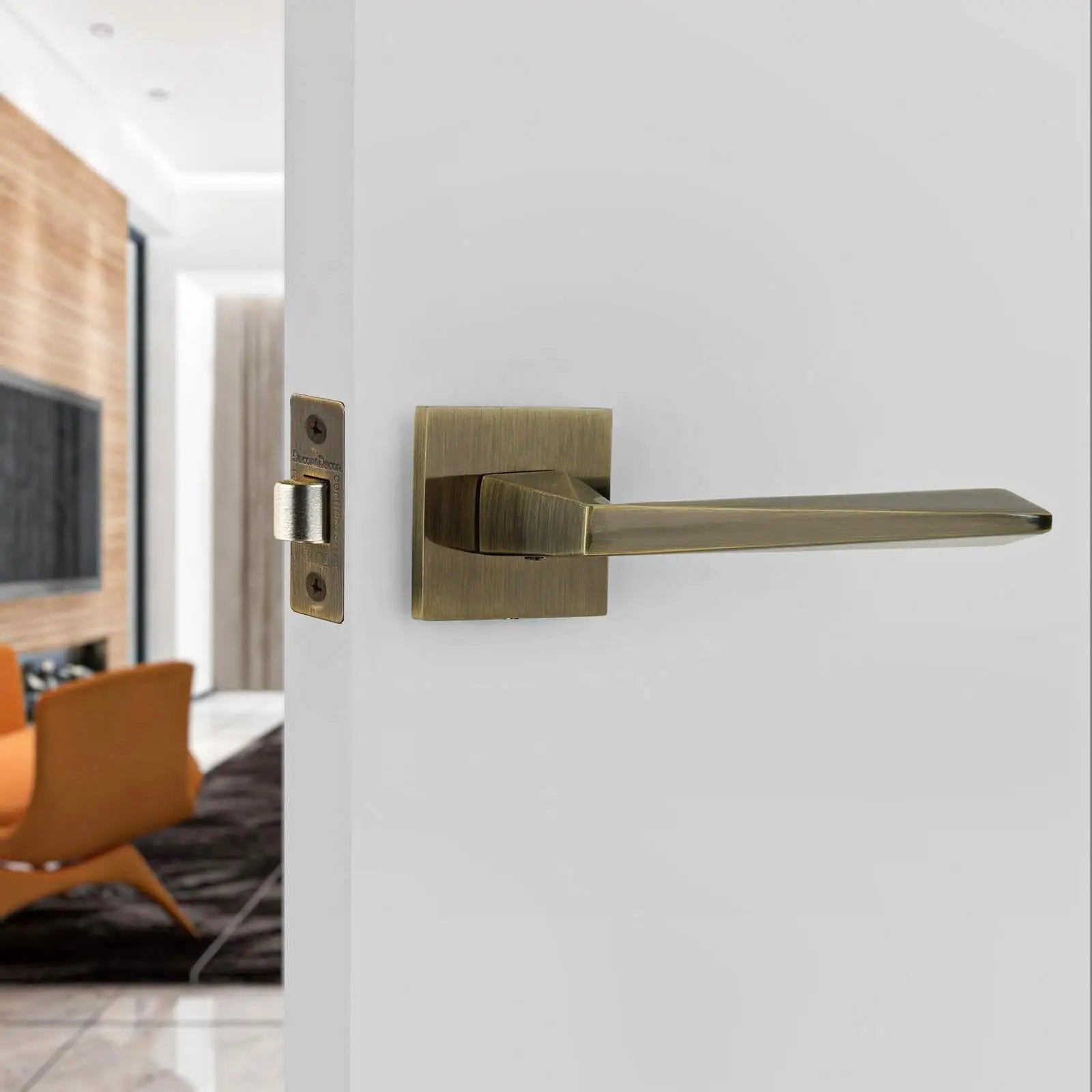 Leda Antique Brass Passage Door Handles - Latch Kit Set - –