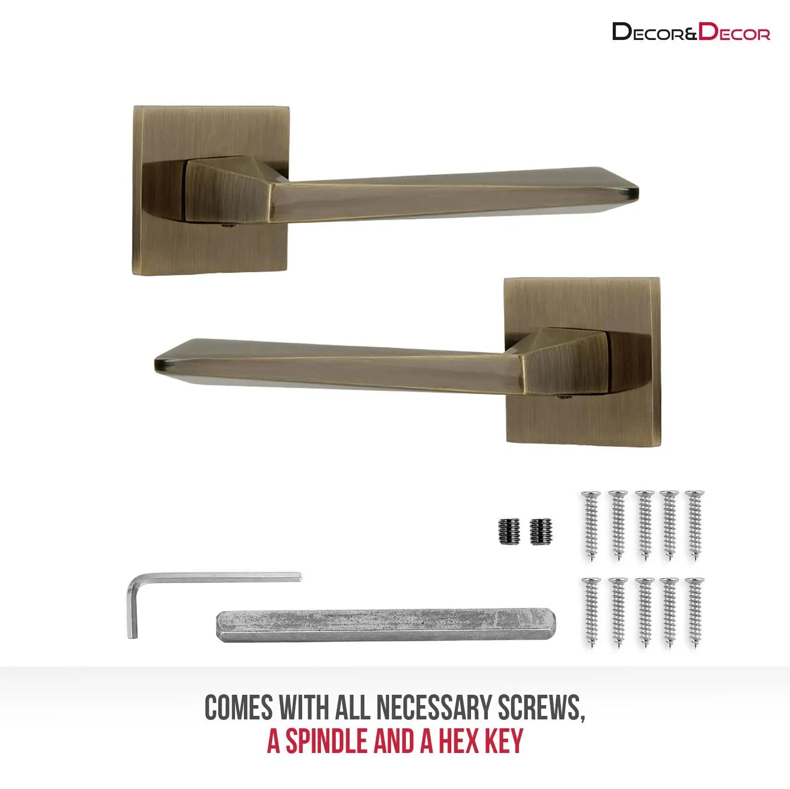 Leda Antique Brass Passage Door Handles - Latch Kit Set - –