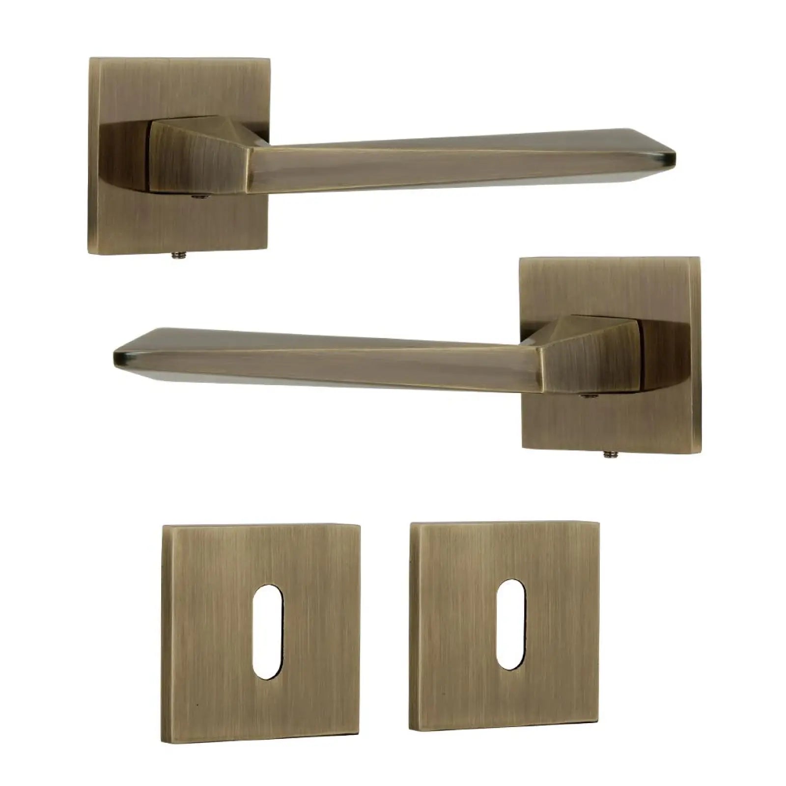 Leda Antique Brass Privacy Door Handles - Sash Lock Kit Set - –