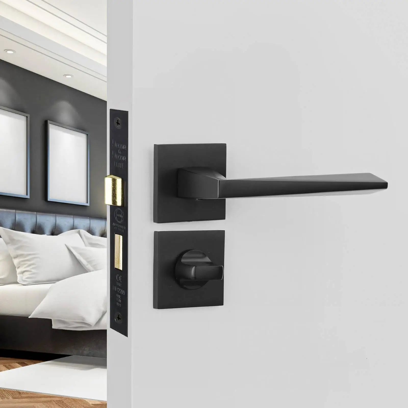 Matte black door handle from Leda Matt Black Bathroom Door Handles bathroom kit