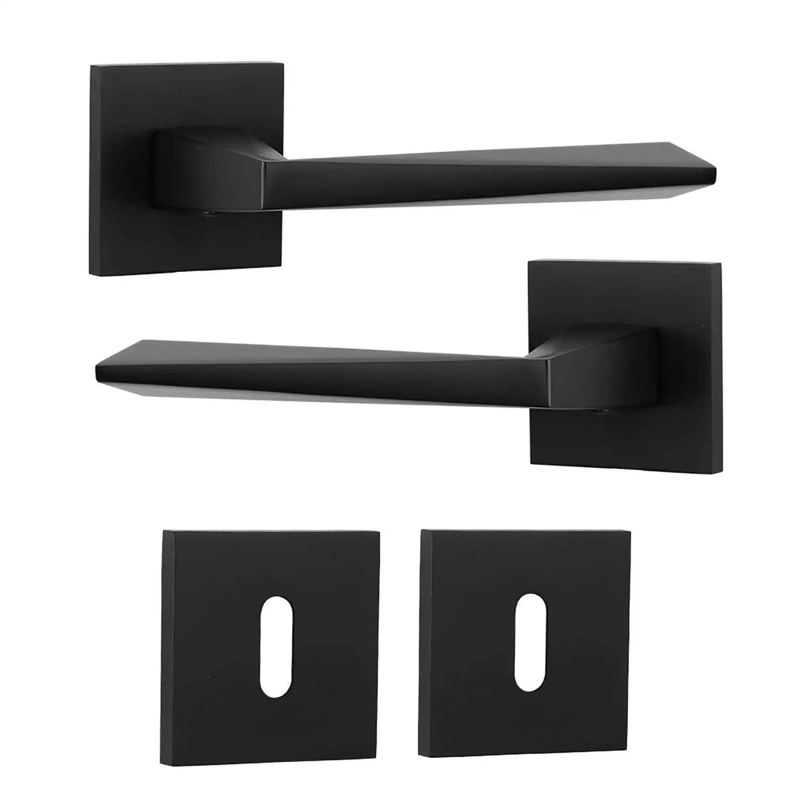 Leda Matt Black Privacy Door Handles - Sash Lock Kit Set - –