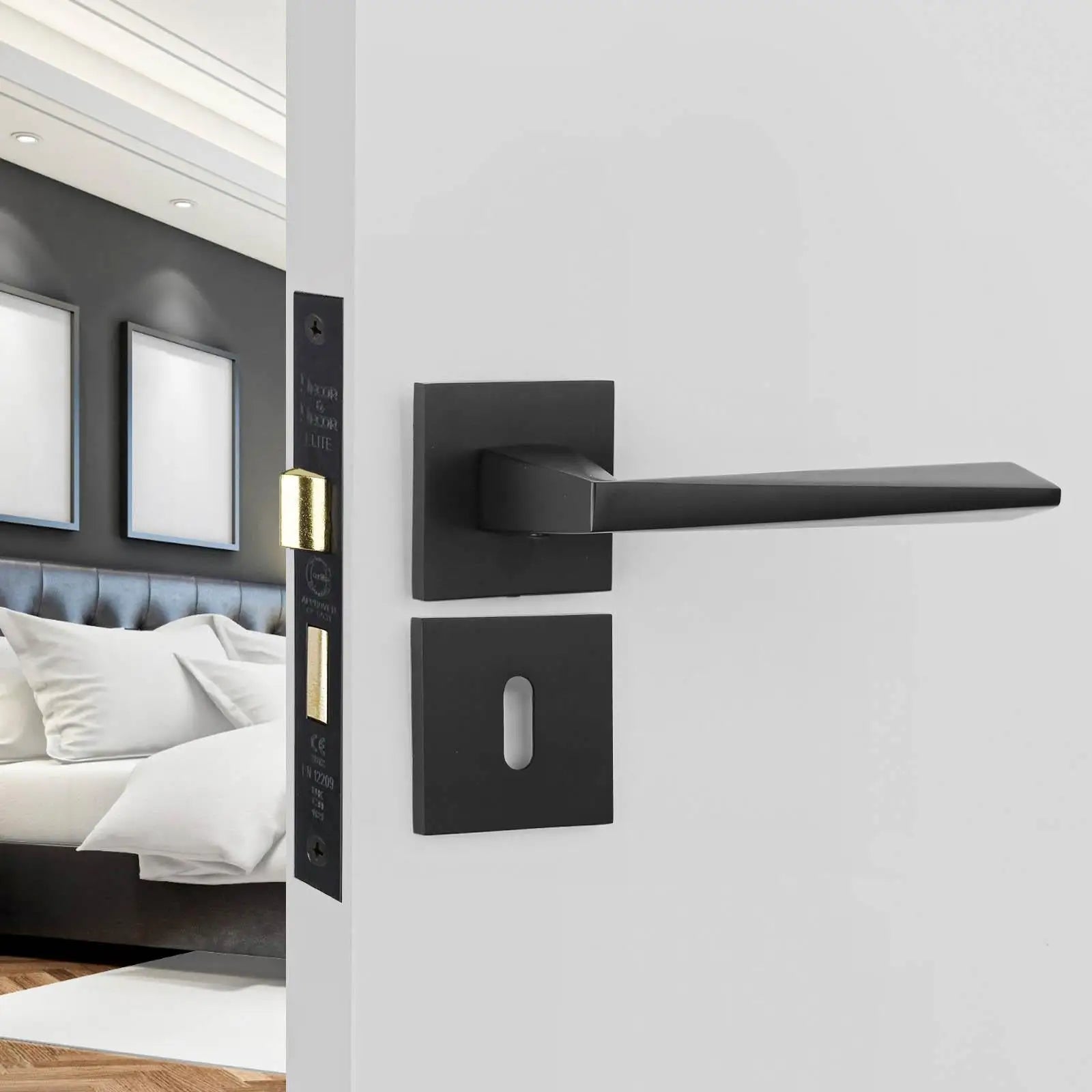 Leda Matt Black Privacy Door Handles - Sash Lock Kit Set - –