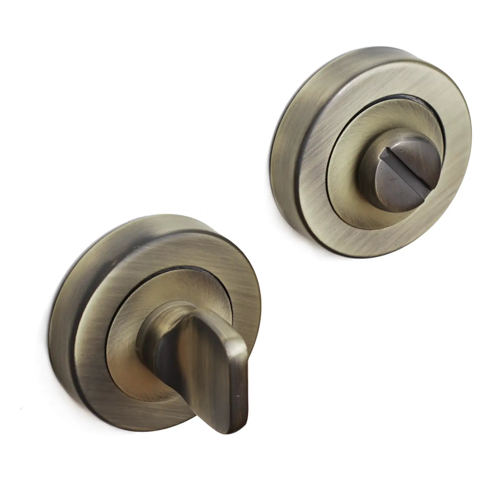 Lumina Antique Brass Bathroom Door Lever Handles - Bathroom Kit Set - Decor And Decor