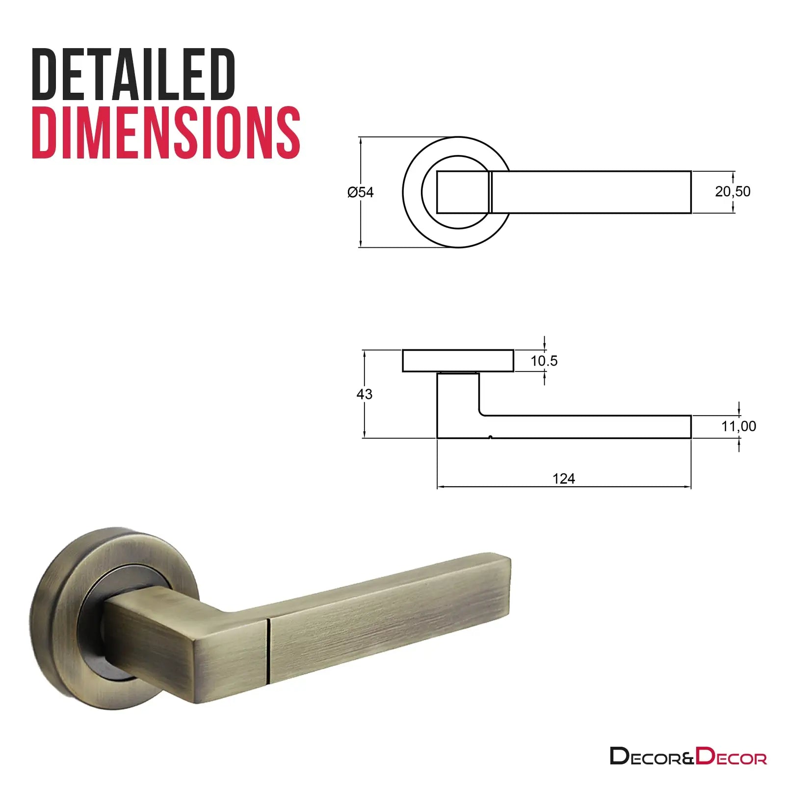 Lumina Antique Brass Passage Door Lever Handles - Latch And Hinge Set - & - Complete