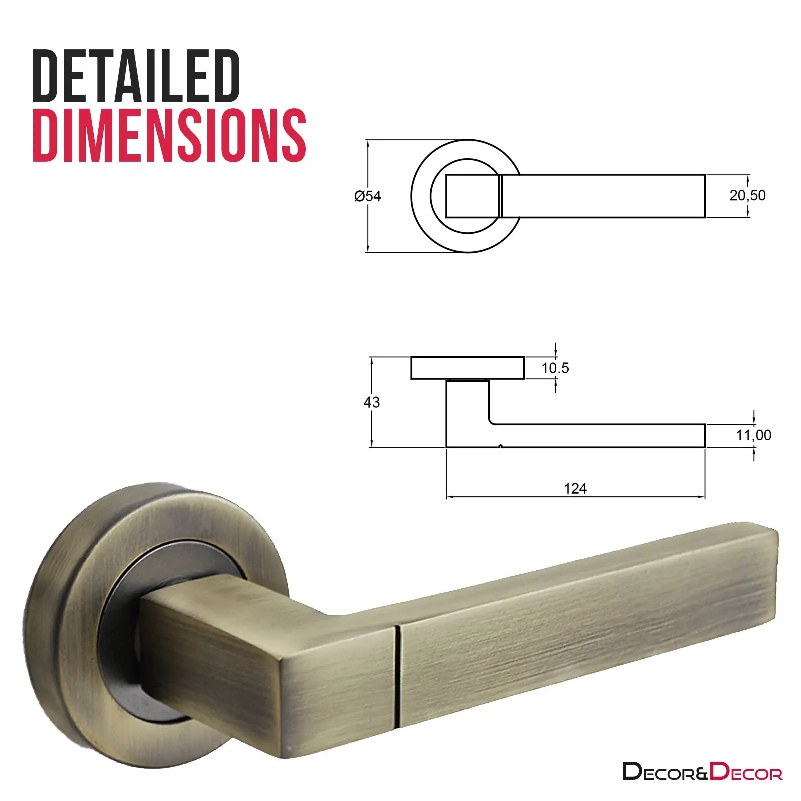 Lumina Antique Brass Privacy Door Lever Handles - Sash Lock Kit Set - Decor And Decor