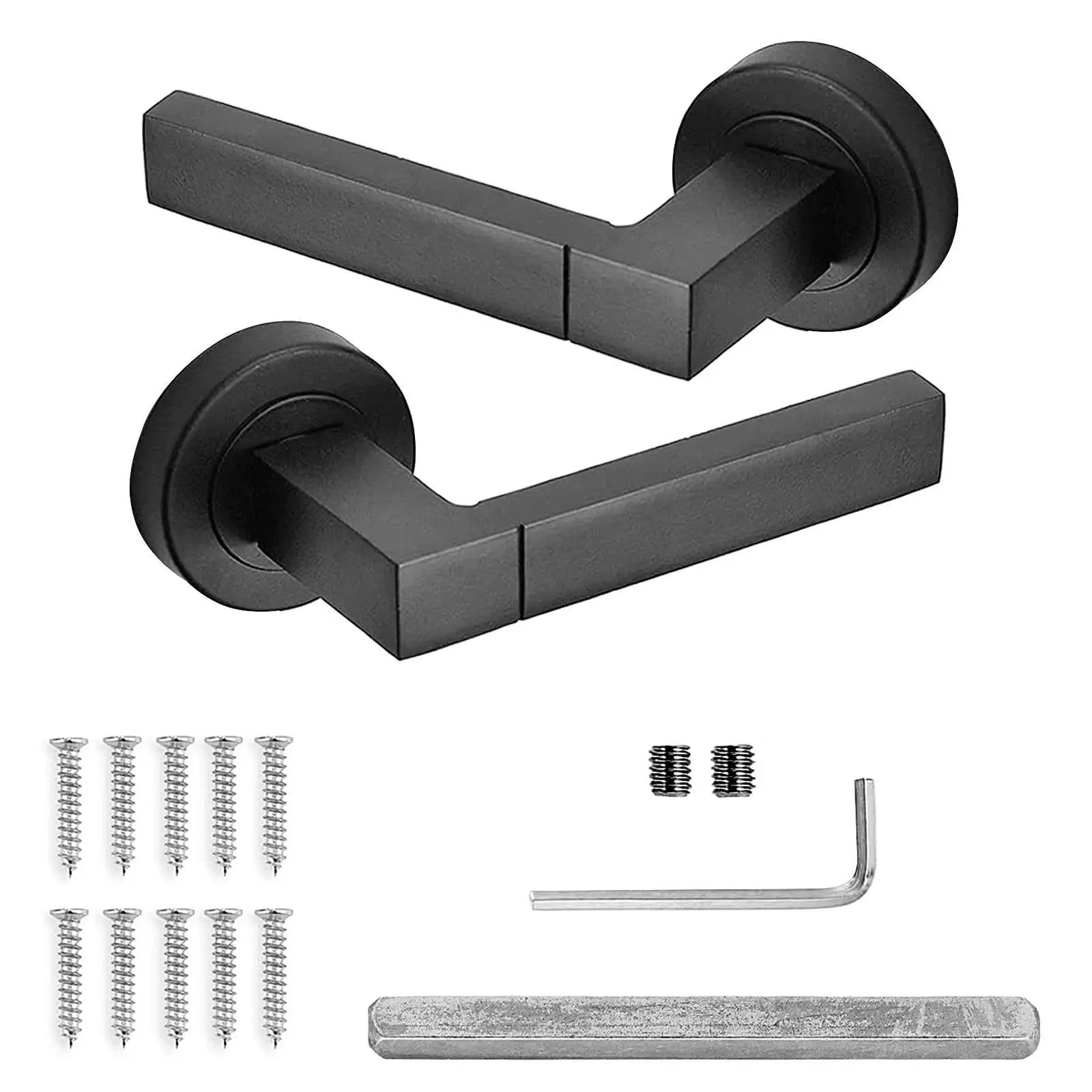 Lumina Matt Black Passage Door Lever Handles - Latch and Hinge Set - Latch & Hinge
