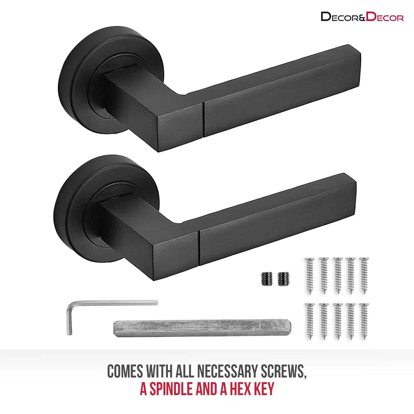 Lumina Matt Black Passage Door Lever Handles - Latch and Hinge Set - Latch & Hinge