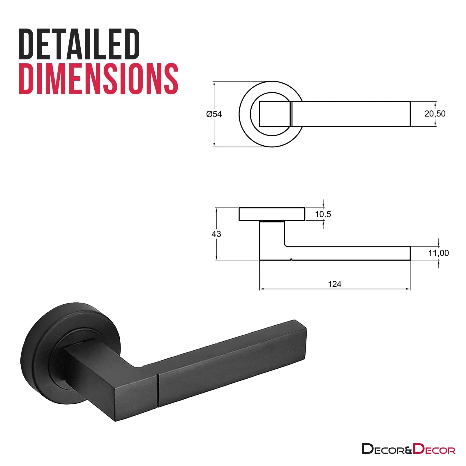 Lumina Matt Black Passage Door Lever Handles - Latch and Hinge Set - Latch & Hinge