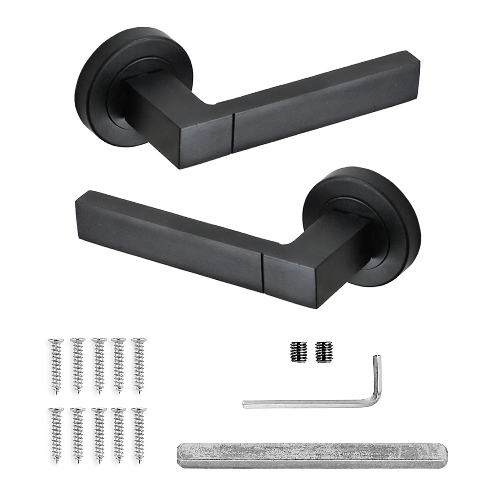 Lumina Matt Black Privacy Door Lever Handles - Sash Lock Kit Set - Decor And Decor