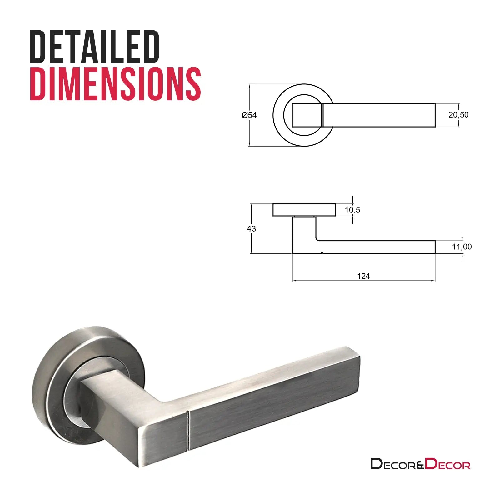 Lumina Satin Nickel Bathroom Door Lever Handles - Bathroom Kit Set - Decor And Decor