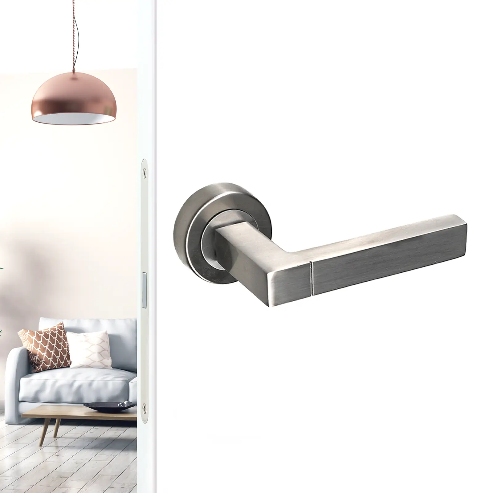 Lumina Satin Nickel Passage Door Lever Handles - Latch Kit Set - Decor And Decor