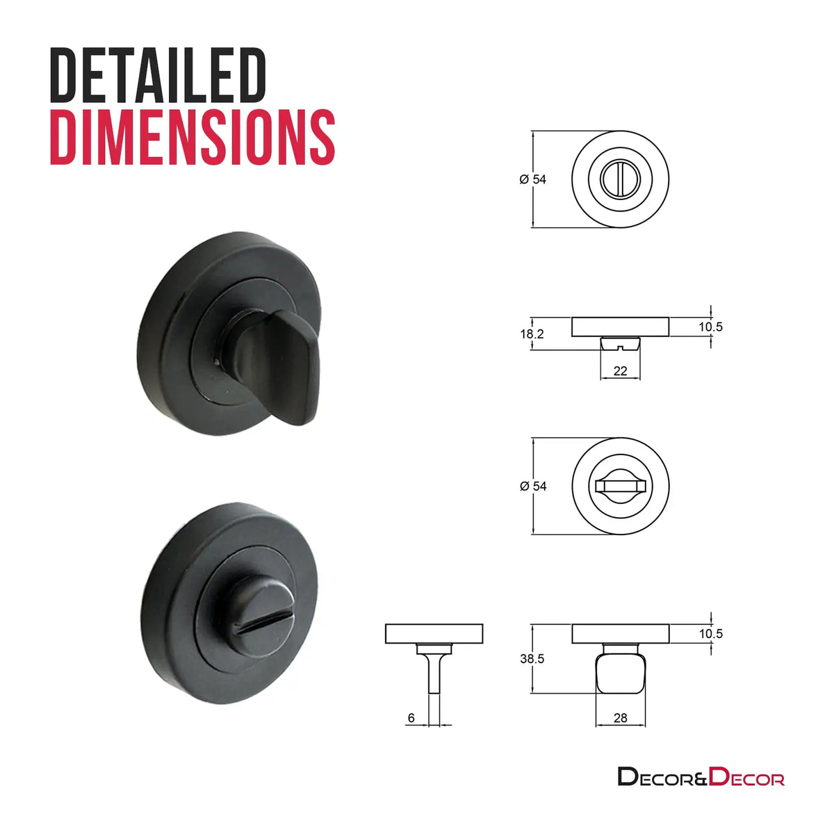 Mirage Matt Black Bathroom Door Lever Handles - Bathroom Kit Set – view 6