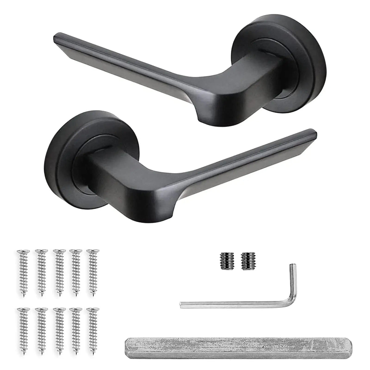 Mirage Matt Black Passage Door Lever Handles - Latch and Hinge Set - & Elegant