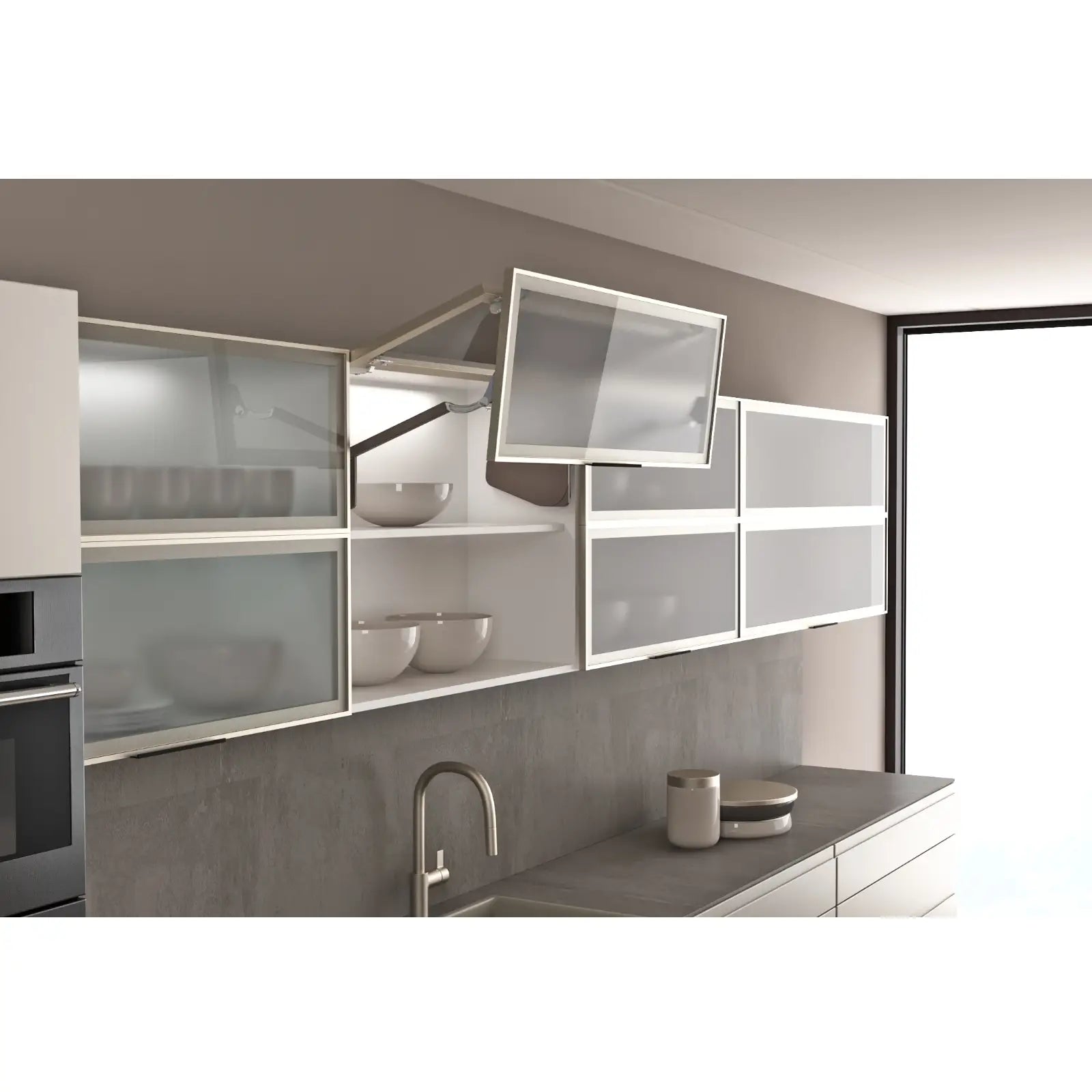MultiMech Bi-Fold Cabinet Door Lift Up Mechanism - Grey - Decor And Decor