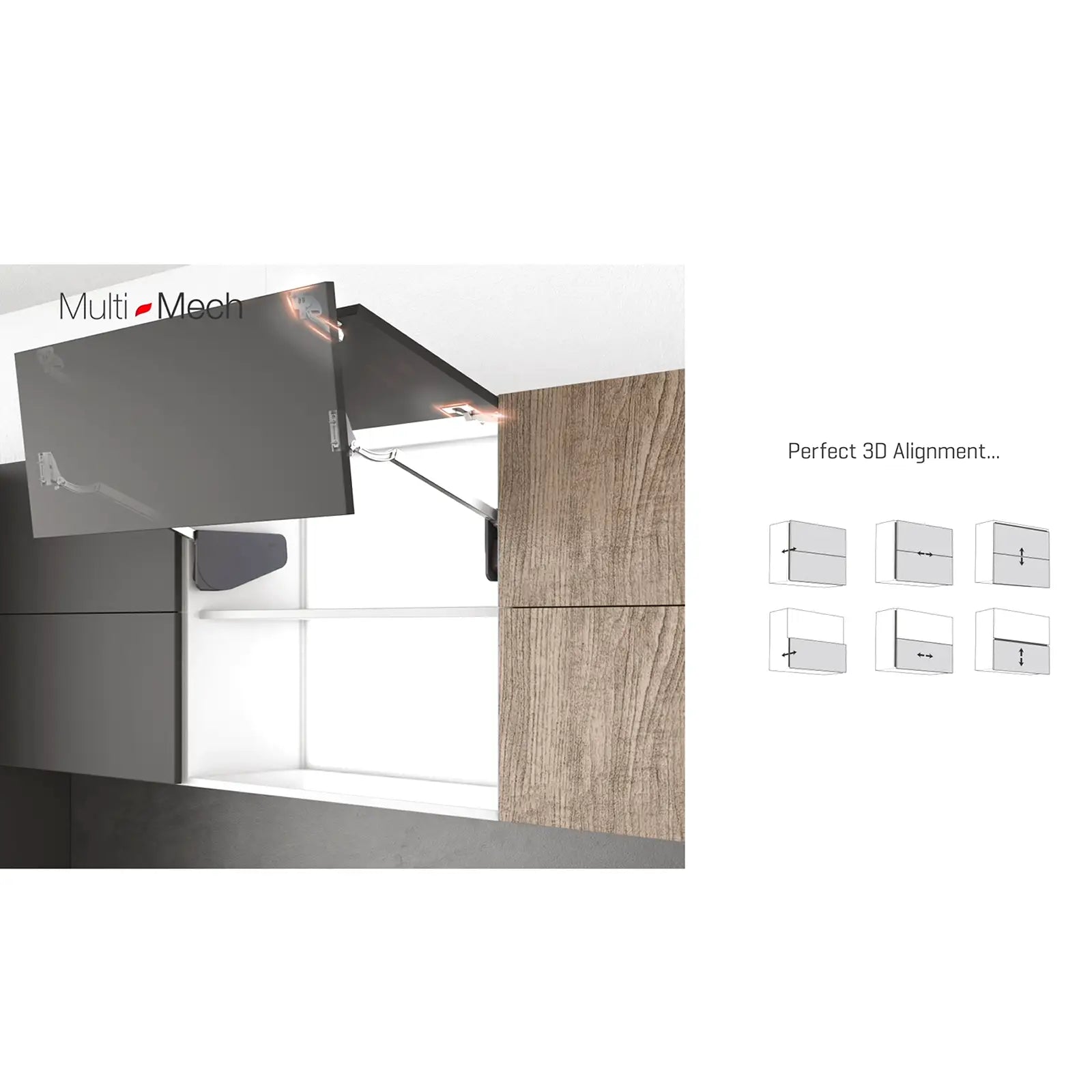 MultiMech Bi-Fold Cabinet Door Lift Up Mechanism - Grey - Decor And Decor