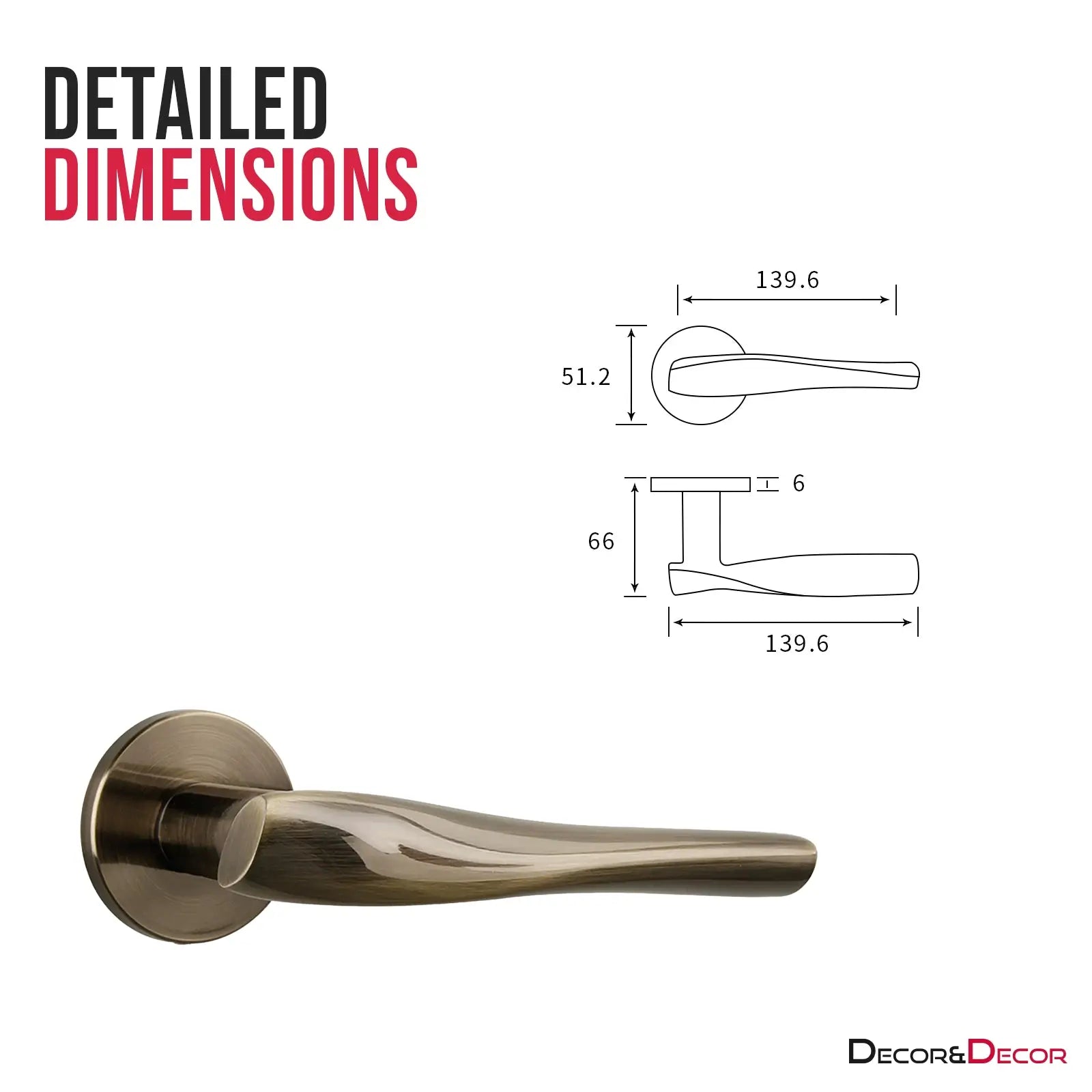 Nanda Internal Door Handles - Antique Brass - – Buy Online