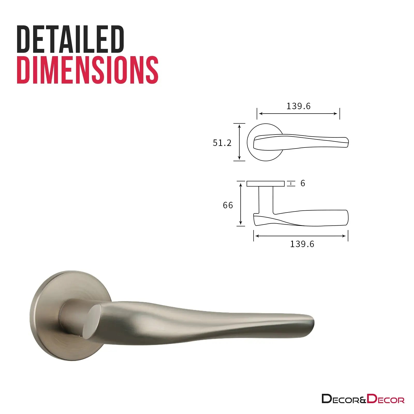 Nanda Internal Door Handles - Brushed Satin Nickel - – Buy Online