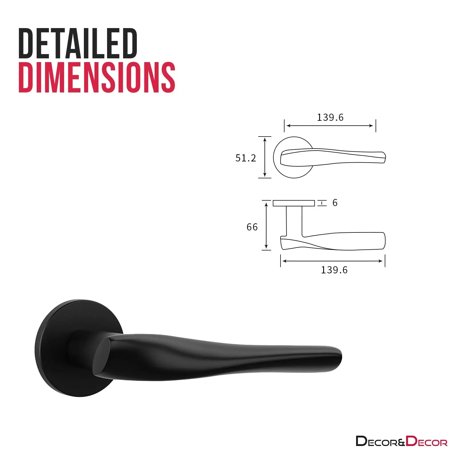 Nanda Internal Door Handles - Matt Black - – Modern & Durable